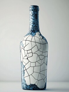 蓝白裂纹瓷瓶艺术造型