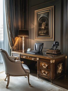 奢华欧式风格书房办公场景