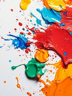 多彩颜料泼洒艺术画面