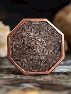 复古八角铜质雕花物件