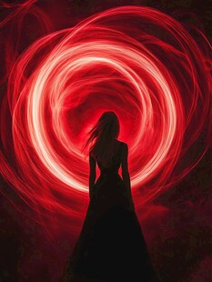 红影旋绕中的神秘女子
