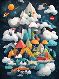 梦幻纸艺宇宙奇幻景观