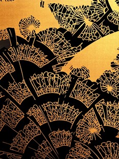 金色折扇图案艺术设计