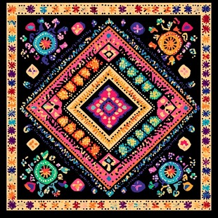 民族风几何图案绚丽装饰画