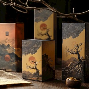 古风山水图案茶叶包装盒