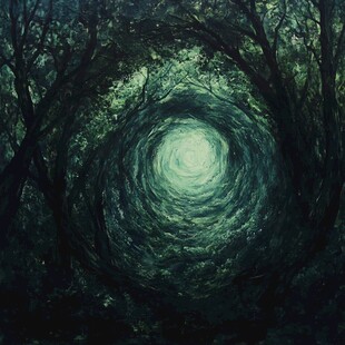 奇幻森林中的神秘光洞