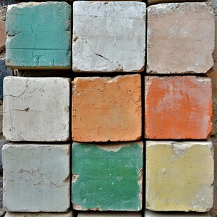 多彩旧方砖的独特纹理