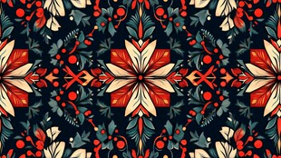 复古花卉几何无缝装饰图案