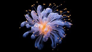 梦幻蓝色发光花朵绽放