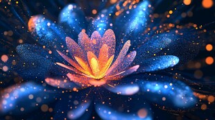 梦幻粒子绽放的绚丽莲花