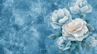 蓝调花卉背景图