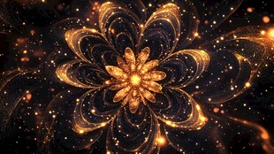 金色梦幻花朵闪耀特效图