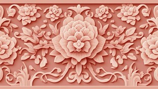 中式雕花浮雕 精致牡丹纹饰