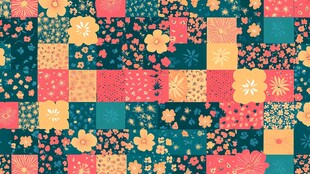 复古拼布风花卉图案设计