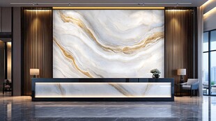 豪华大理石纹理大厅前台