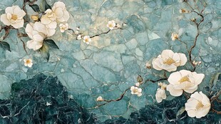 玉兰花枝的唯美中式背景