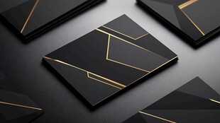 黑色金边几何风卡片设计