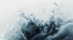 海浪翻涌水花四溅瞬间