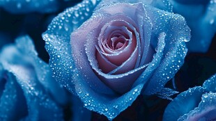蓝玫瑰 水珠点缀的梦幻之花