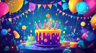 梦幻生日派对蛋糕场景