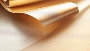 金色卷曲纸张特写