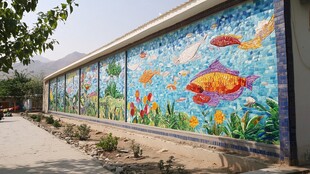 彩色海洋主题墙面艺术