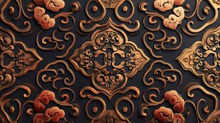 中式古典鎏金花纹图案