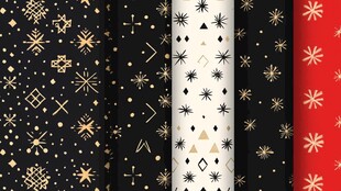 节日几何图案无缝背景集