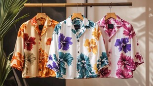 多彩花卉印花短袖衬衫展示