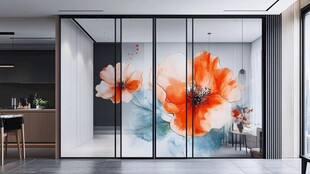 艺术花卉玻璃隔断现代风