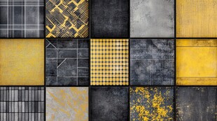 黄黑灰几何纹理图案集合