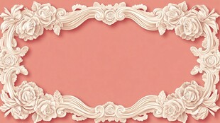 雕花玫瑰边框 粉色背景