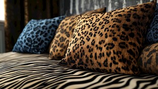 豹纹斑马纹装饰的个性床铺