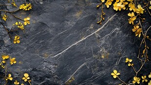 黑底上的金黄小花装饰