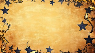 复古黄底星星花纹背景图