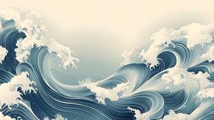 海浪汹涌的壮美海洋景观