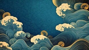中式海浪纹背景图