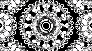 黑白曼陀罗花纹图案设计