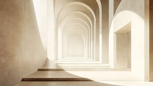 光影交错的拱形通道空间