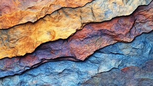多彩层叠岩石纹理特写