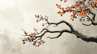 秋枝逸韵 中式水墨风情画