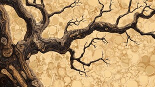 枯树纹理艺术插画