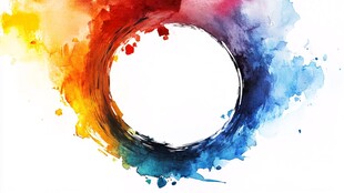彩色水彩圆环艺术背景