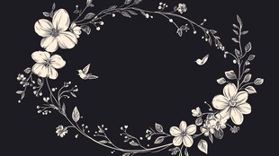 花卉环绕的优雅装饰图案