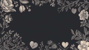 手绘花卉边框装饰图案