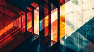 光影交错的几何空间走廊