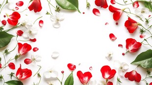 红白花瓣绿叶组成的边框