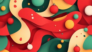 圣诞风立体多彩抽象装饰图