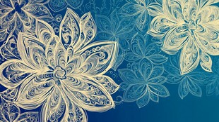 蓝底精致花卉图案背景