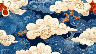 中式祥云图案 典雅国风背景